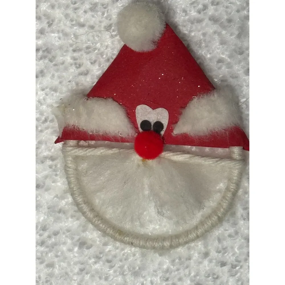 15 Santa Christmas Ornaments Crochet Macrame Bells, Clips, Vintage Handmade